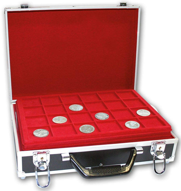 SAFE 269-9 XXL Aluminium Münzkoffer Black Diamant für 216 Münzen + 8 rote Tableaus Mixed - Format: 3
