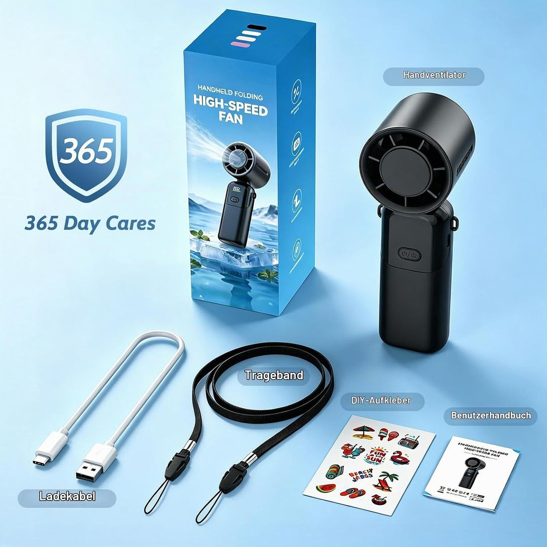 Handventilator Akku Aufladbar 3-in-1,5000mAh Mini Ventilator mit 100 Geschwindigkeiten,12H Laufzeit,