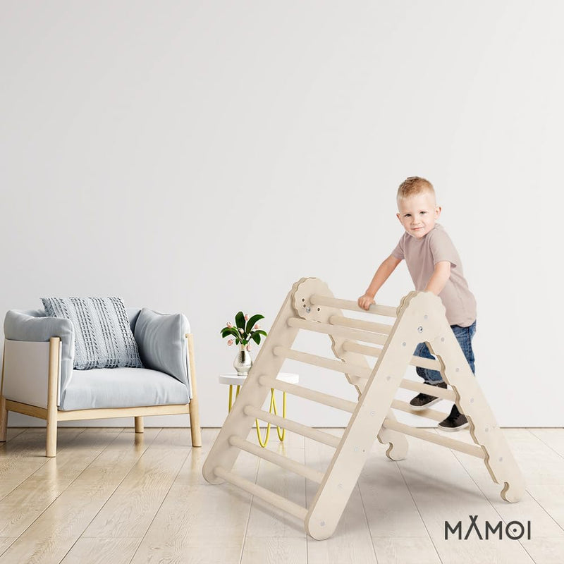 MAMOI® Klettergerüst Indoor, Kletterdreieck aus Holz, Baby Kinder Klettern, Kletterturm, Kletterboge