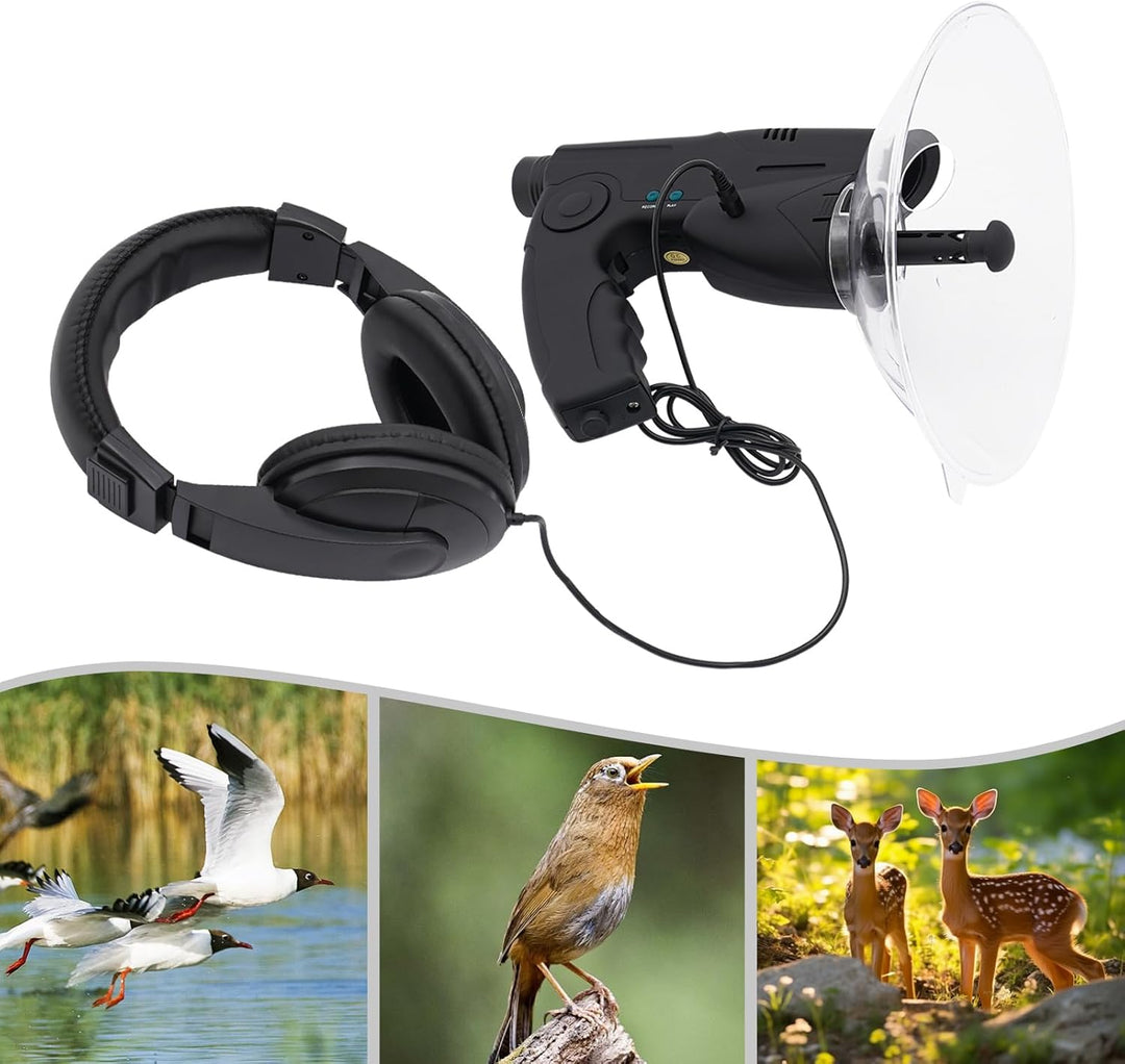 Parabolmikrofon Abhörgerät, 100 Meter Monokulare mit 8-facher Vergrösserung, Vogelhorchgeräte, Klang