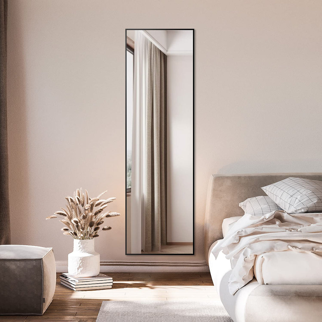 BD-Baode Wandspiegel Schwarz 40 x 140cm Rechteckiger Metallrahmen Spiegel Wandspiegel für Garderobe