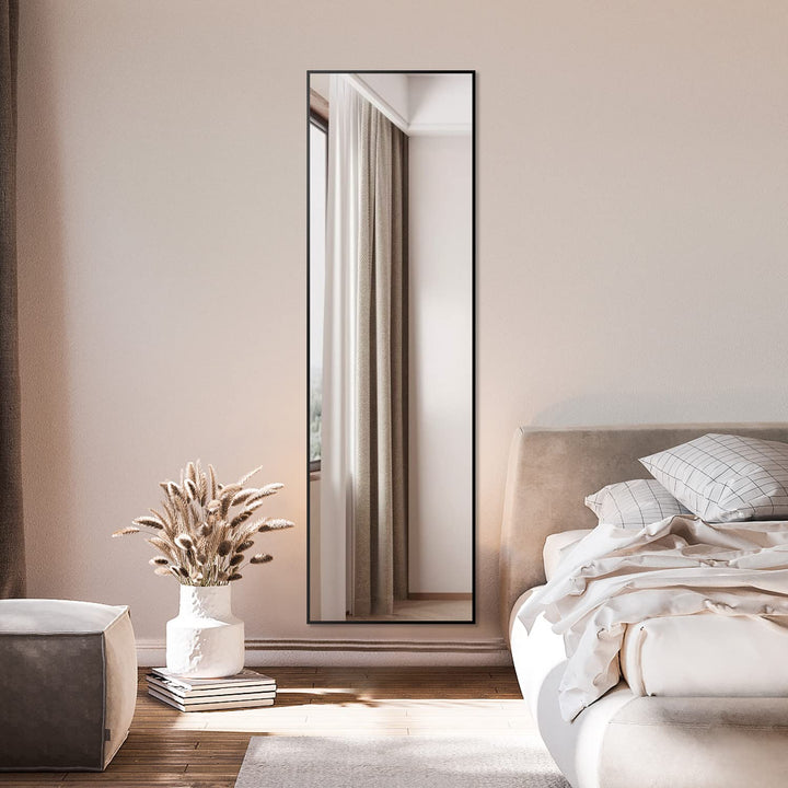 BD-Baode Wandspiegel Schwarz 40 x 140cm Rechteckiger Metallrahmen Spiegel Wandspiegel für Garderobe