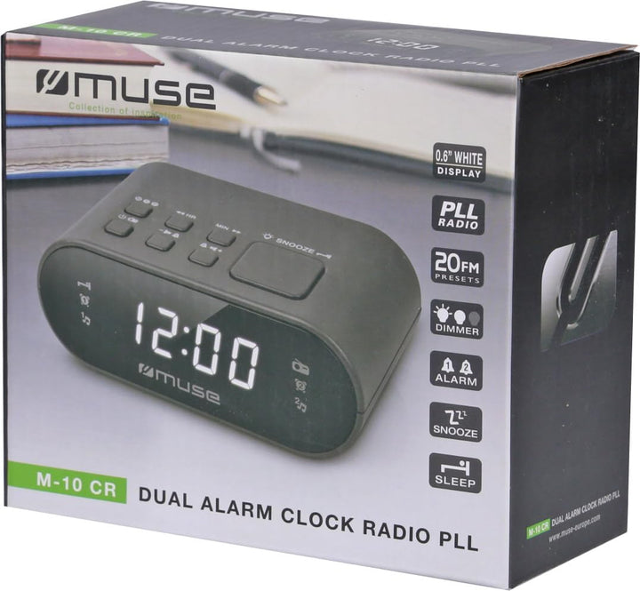 M-10 CR Radiowecker mit LED-Display, Zwei Weckzeiten | dimmbar | Hingucker, Kinder | FM Tuner, Lass