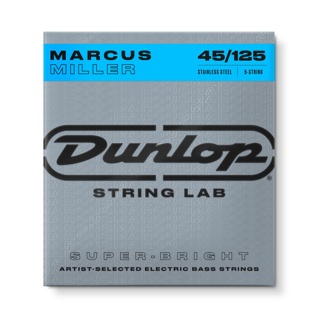 Dunlop DBMMS45125 Sehr helle Basssaiten Marcus Miller, 5-saitiger Mitteltöner. 045 bis .125, 5 Saite