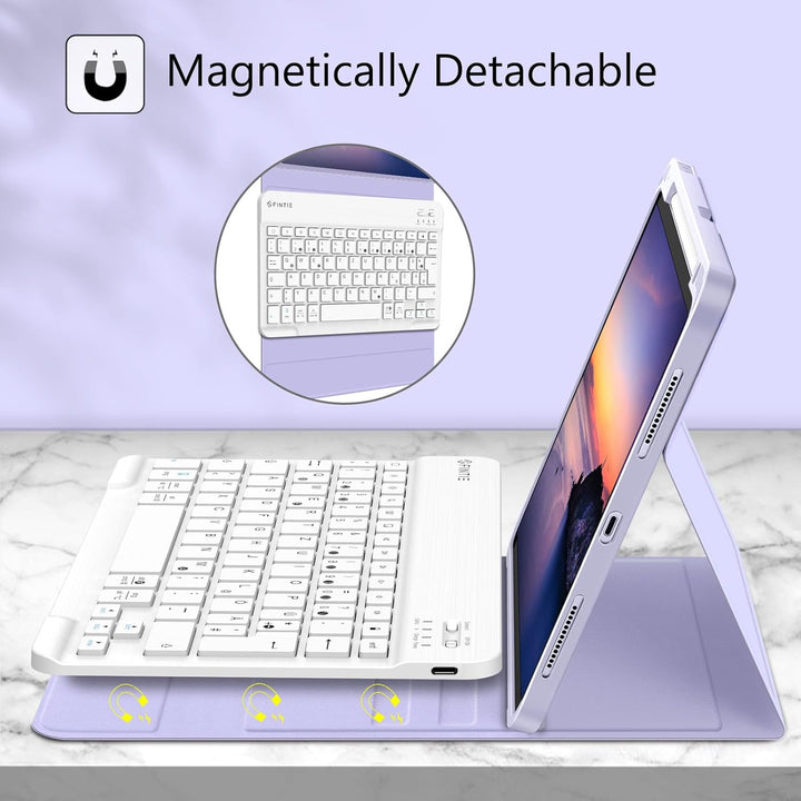 Fintie Tastatur Hülle für iPad Air 11 Zoll M2, iPad Air 6/5/4 (2024/2022/2020) 10,9 Zoll, TPU Rücksc