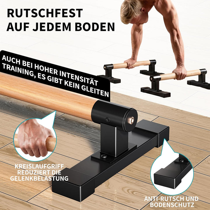 Parallettes Liegestützgriffe, Calisthenics-Liegestützstangen für Handstände und Krafttraining mit Bu
