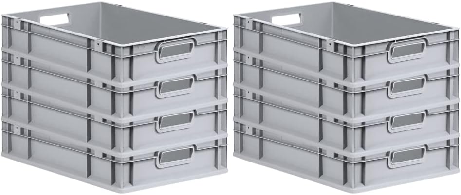 PROREGAL SuperSparSet 8x Eurobox NextGen Grip | HxBxT 12x40x60cm | 23 Liter | Griffe offen | Glatter