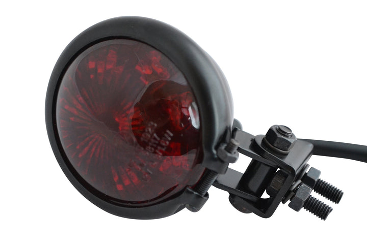 Motorrad LED Stop Rücklicht - Homologated - Glänzend Schwarz mit Rot Gläser für Cafe Racer, Scramble