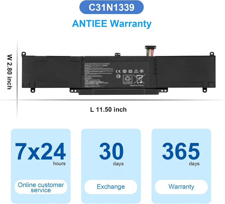 ANTIEE Laptop Akku für 50Wh Asus C31N1339 ZenBook UX303 UX303L UX303L UX303LN TP300L UX303LB UX303LN