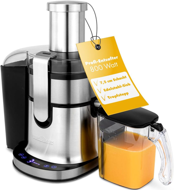 Profi Cook Entsafter PC-AE 1156 Automatik-Saftpresse mit hochwertigem Edelstahl-Gehäuse, 1 Liter Saf
