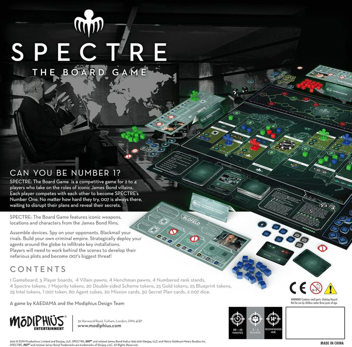 Modiphius 007 Spectre Brettspiel, Brettspiel, ab 14 Jahren, 2-4 Spieler, 20-45 Minuten Spielzeit, MU