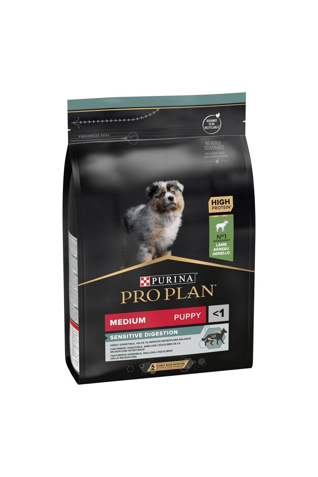 PURINA PRO PLAN Medium Puppy Sensitive Digestion, Welpenfutter trocken, reich an Lamm, 1er Pack (1 x