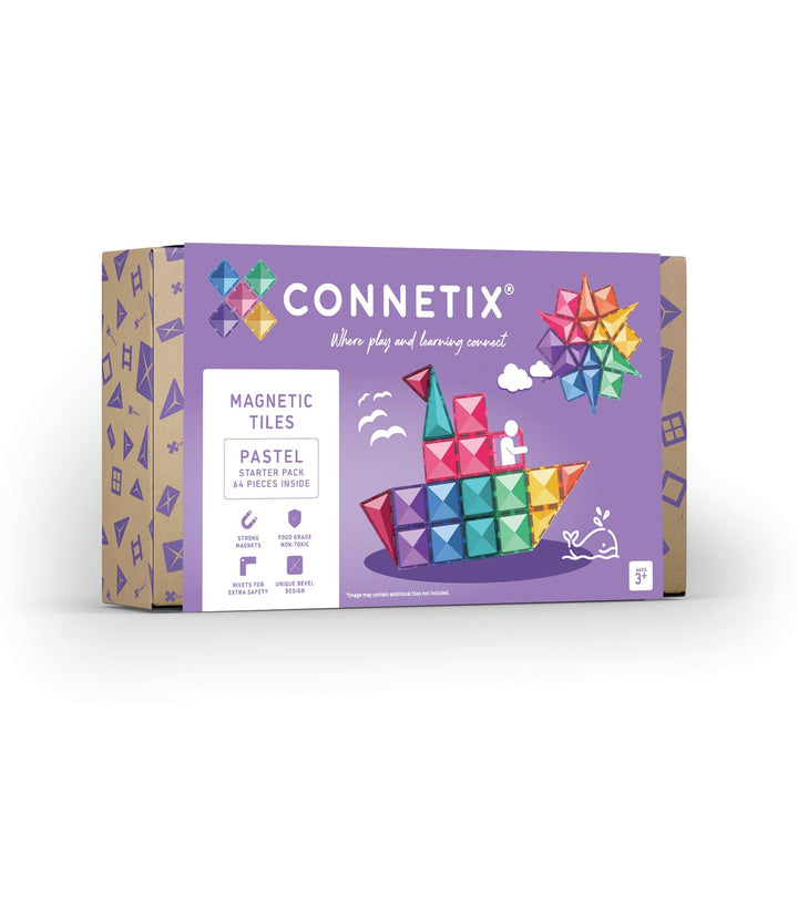 CONNETIX Magnetische Fliesen Pastell Starterpaket, 64 Stück