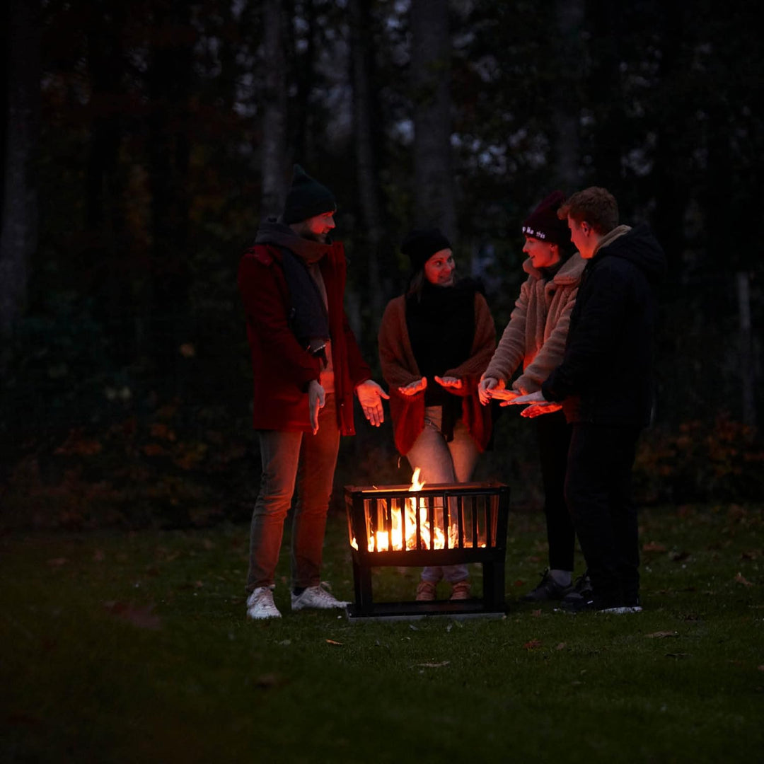 Barbecook Feuerkorb für Holzfeuer eckig lackierter Stahl lang 62-cm breit und 48.5 cm hoch, schwarz