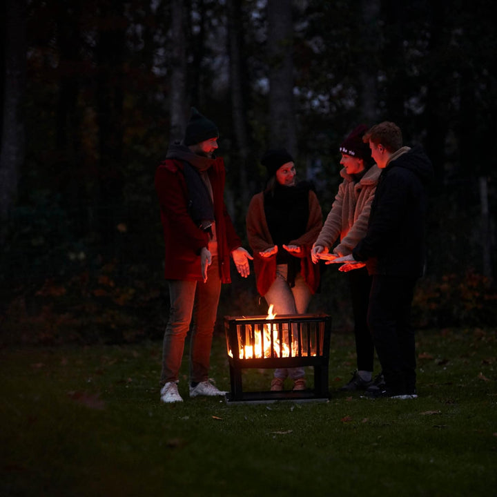 Barbecook Feuerkorb für Holzfeuer eckig lackierter Stahl lang 62-cm breit und 48.5 cm hoch, schwarz