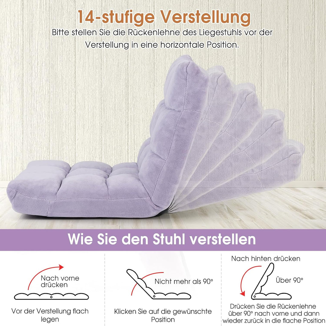RELAX4LIFE Bodenstuhl Faltbar, Lazy Sofa, Meditationsstuhl, Bodensessel mit Verstellbarer Lehne, für