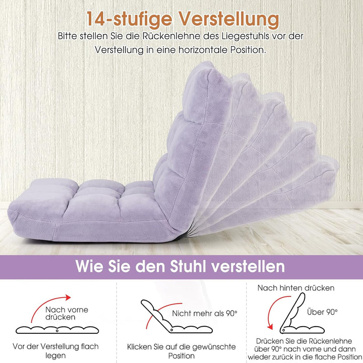 RELAX4LIFE Bodenstuhl Faltbar, Lazy Sofa, Meditationsstuhl, Bodensessel mit Verstellbarer Lehne, für