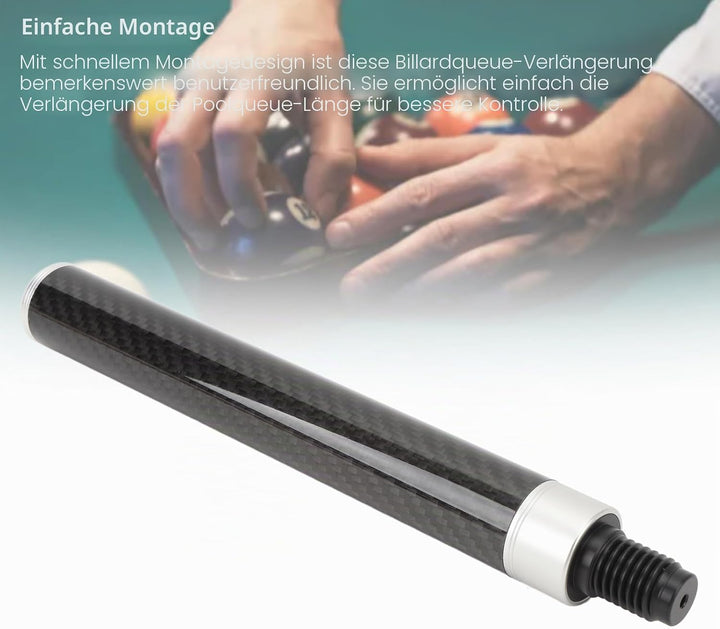 9-Zoll-Pool-Queue-Verlängerung, Kohlefaser, verbesserte Steuerung, komfortabler Touch-Billard-Queue-