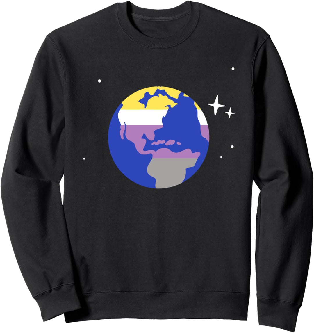 Nicht-binäre Planet Earth LGBTQIA Pride Flagge Weltraum Sweatshirt