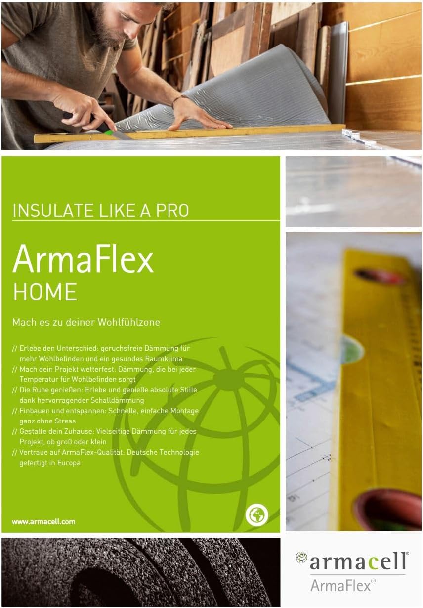 ArmaFlex Armacell HOME 6 oder 19mm selbstklebend inklusive WKS ISOTEC Keramikmesser (schwarz, 19mm -