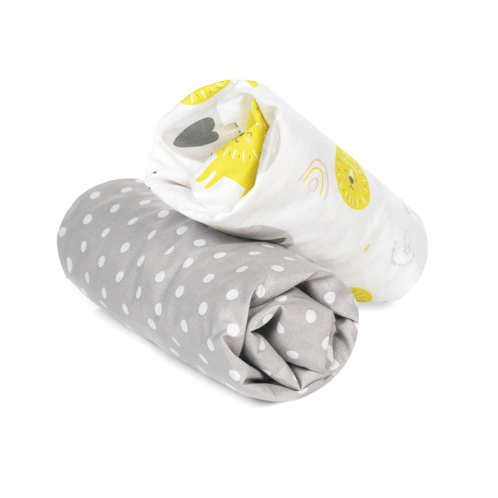 FlyIdeas Spannbettlaken für Beistellbett 90x55 cm, 2 STK - 2 Spannbettlaken für alle Babybettchen Ma