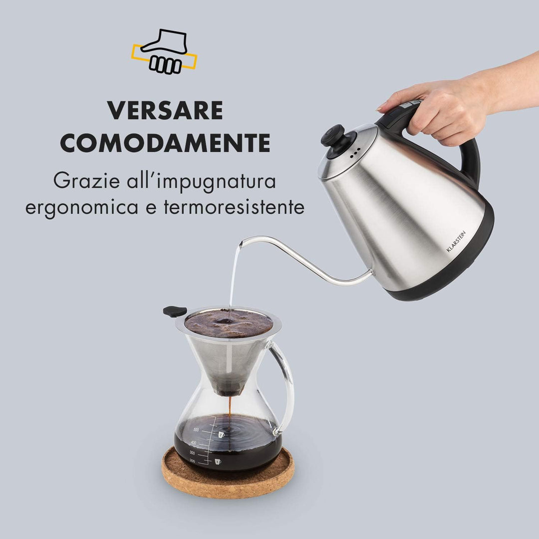 Klarstein Garcon Wasserkocher - Teekocher, 1 L, 2000 W, Warmhaltefunktion, gradgenaue Temperatureins