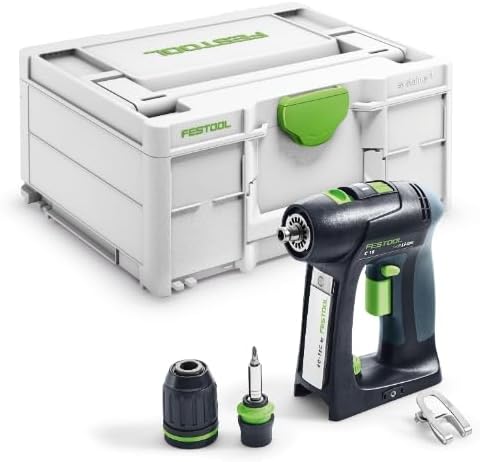 Festool Akku-Bohrschrauber C 18-Basic (mit Werkzeugfutter, Magnet-Bithalter, Schnellspannbohrfutter,