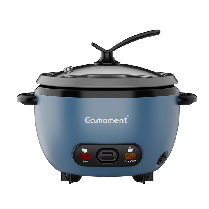 Eamoment ERC-5P07BL 1L | 400W Reiskocher & Schwarzer Dämpfeinsatz Warm & Kochen 1-5 Personen Antihaf
