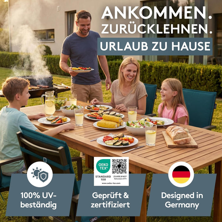 LILENO HOME Gartenstuhl Auflagen [1er Set - Niedriglehner] in Petrol - Bequeme Liegen als Sitzauflag