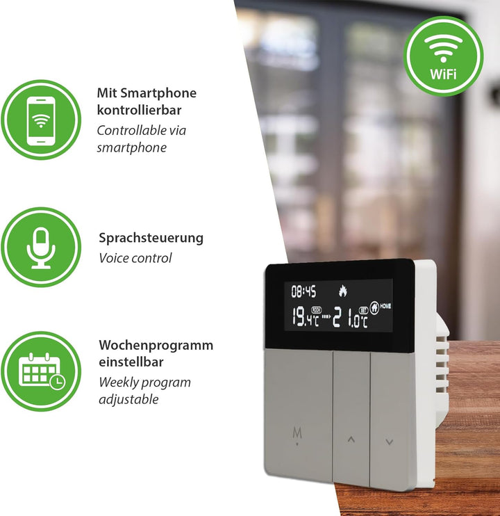 Smart Wifi Thermostat mit App für Fussbodenheizung Heizkörper Digital Regler, WiFi Thermostat