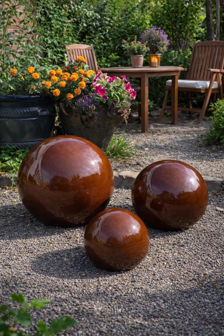 Keramik Kugel 30 cm Gartenkugel Dekokugel Gartenfigur Dekoration aus frostfester, witterungsbeständi
