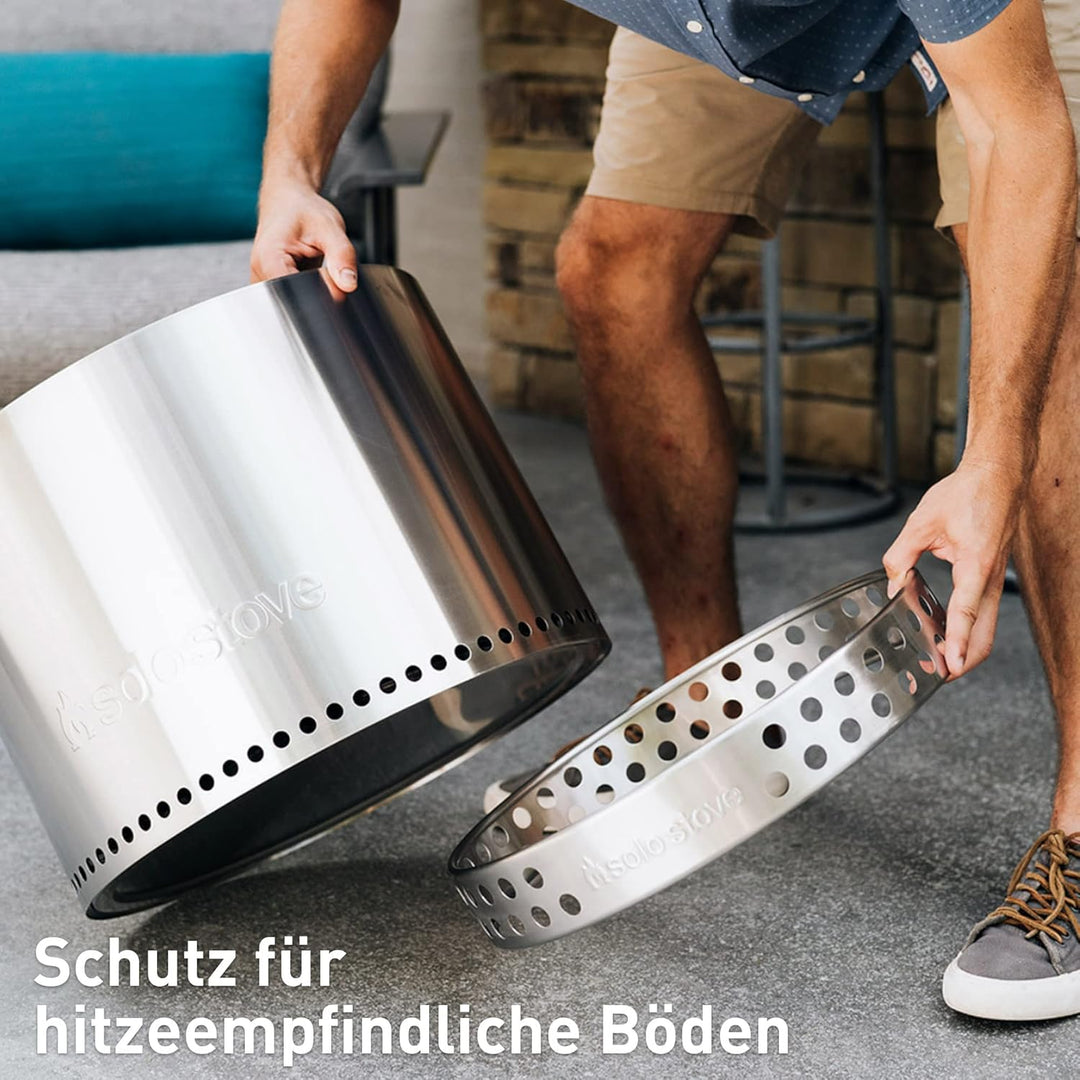 Solo Stove Feuerschale „Bonfire“ - Outdoor-Kamin aus Edelstahl, rauchfrei - Set mit Standfuss, Funke