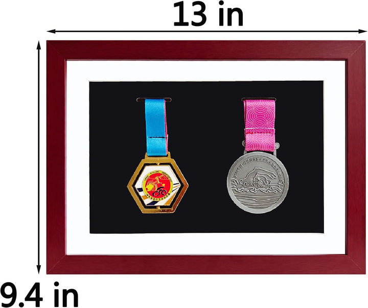 Medaillen-Vitrine – 2 Medaillen Display Shadow Box – perfekte Medaillenanzeige für Läufer, Marathon,