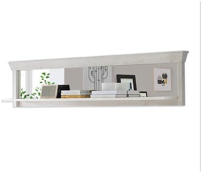 FORTE Kashmir Wandregal mit Spiegel, Holzwerkstoff, Pinie weiss, B x H x T: 177,7 x 43,5 x 24,5 cm