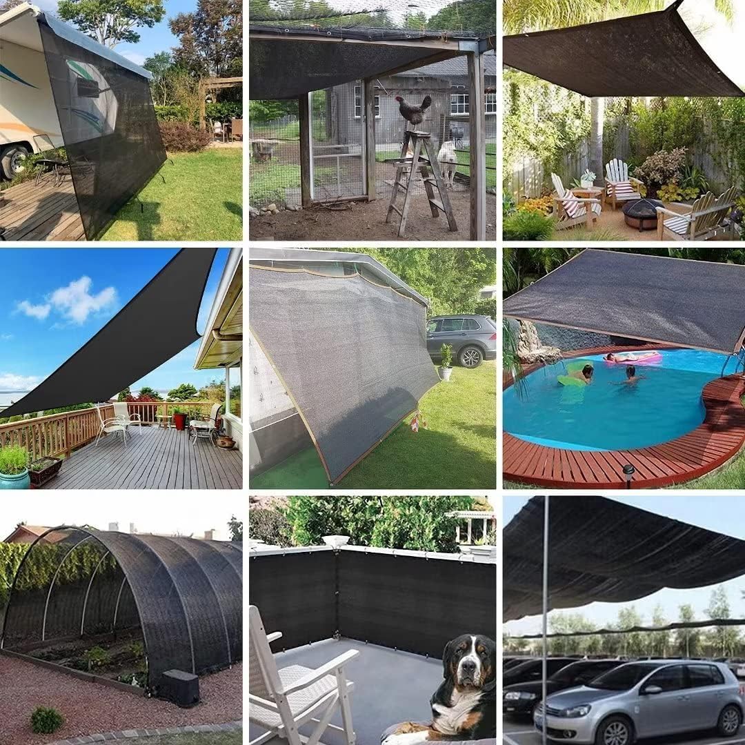 Schattiernetz 3x4m Schattierungsnetz Garten, Schwarz Schattennetz mit Ösen, 90%-95% UV-Beständiges,