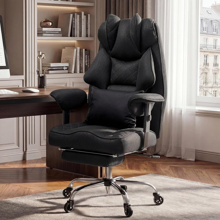 Ergonomischer Bürostuhl 200kg, XXL Chefsessel Fussstütze Homeoffice | XXL Schreibtischstuhl Ergonomi