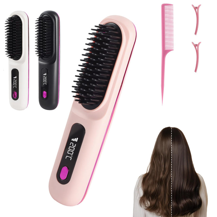 Stylingbürste für kurze Haare kabellos Haarglätter Bürste, Haarglätterbürste, tragbare Haarbürste el