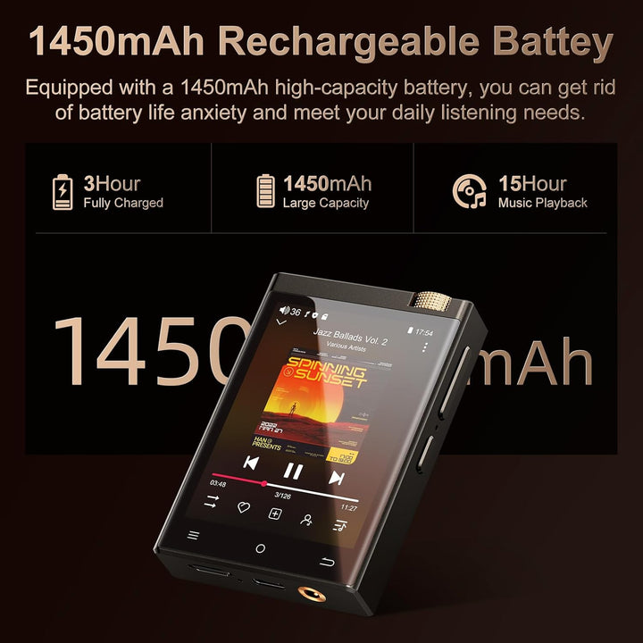 HiFi MP3 Player mit Bluetooth und WiFi, Oilsky 80GB tragbarer Android 9.0 Spotify MP3-Player, 2,8&