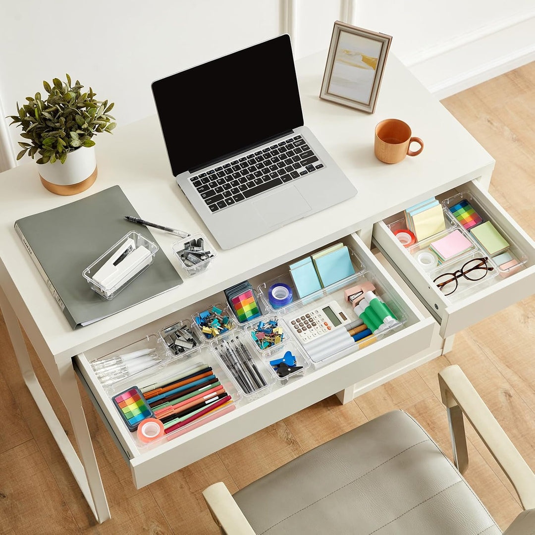 Lifewit 25 Stücke Schubladen Organizer aus klarem Kunststoff, Schreibtisch Schubladenteiler, Tablett