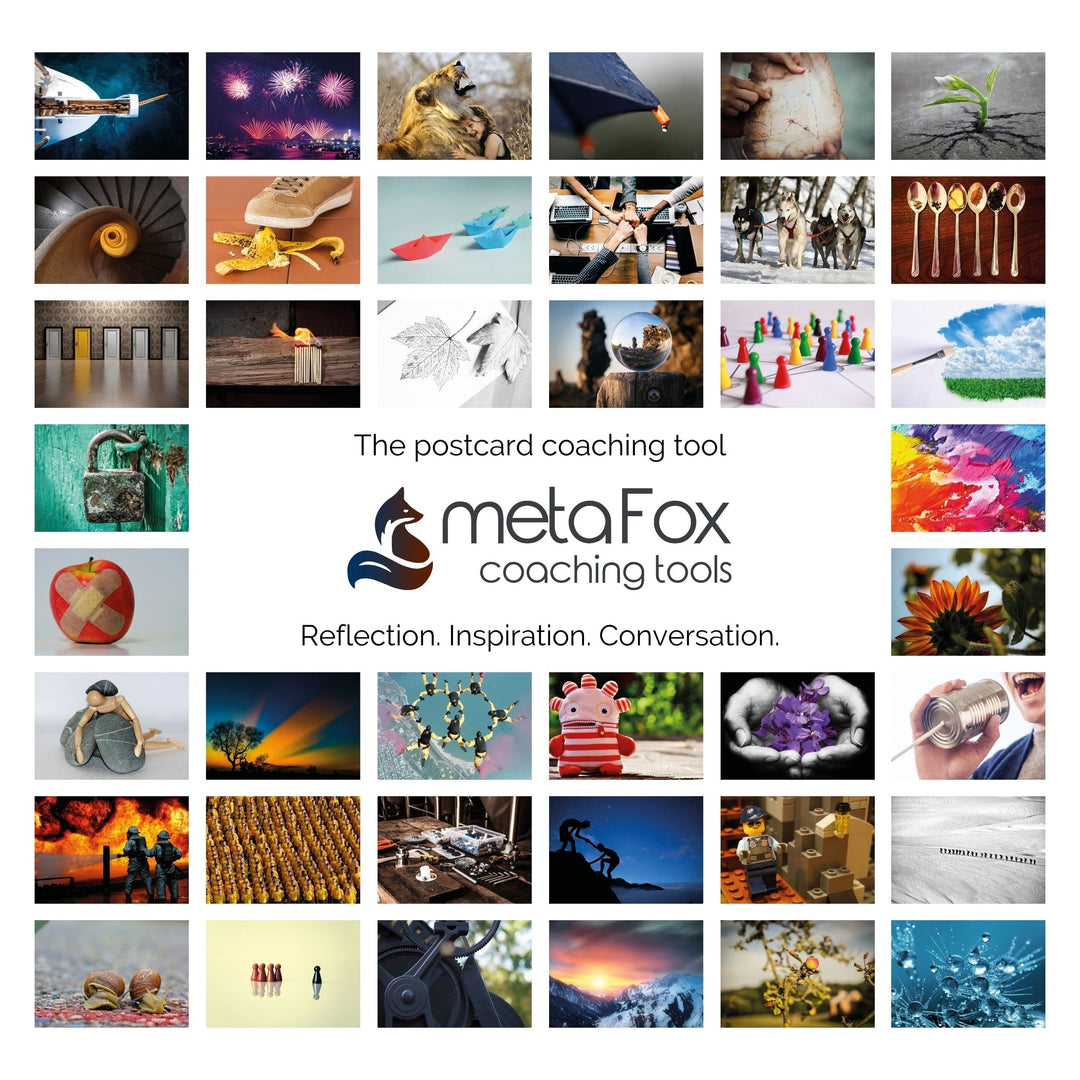 metaFox | Leading Change Postcards Pack | 52 Cards for Coaching & Change Management | Based on the 8