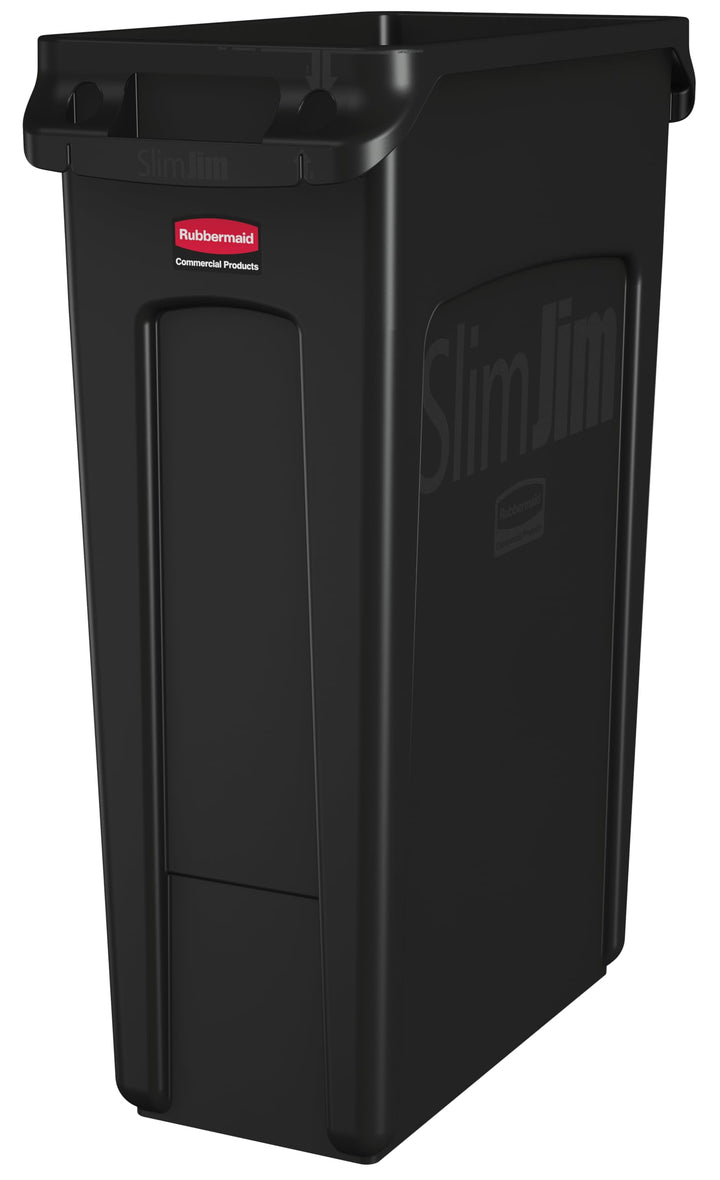 Rubbermaid Commercial Products FG354060BLA Slim Jim mit Lüftungskanälen, 87 L, Schwarz Schwarz 87 L,