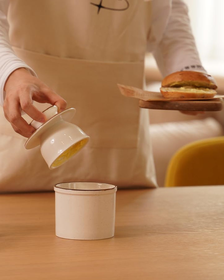 Jersinwei Butterdose mit Deckel, reaktive Glasur, französischer Buttertopf für Theke, Keramik-Butter