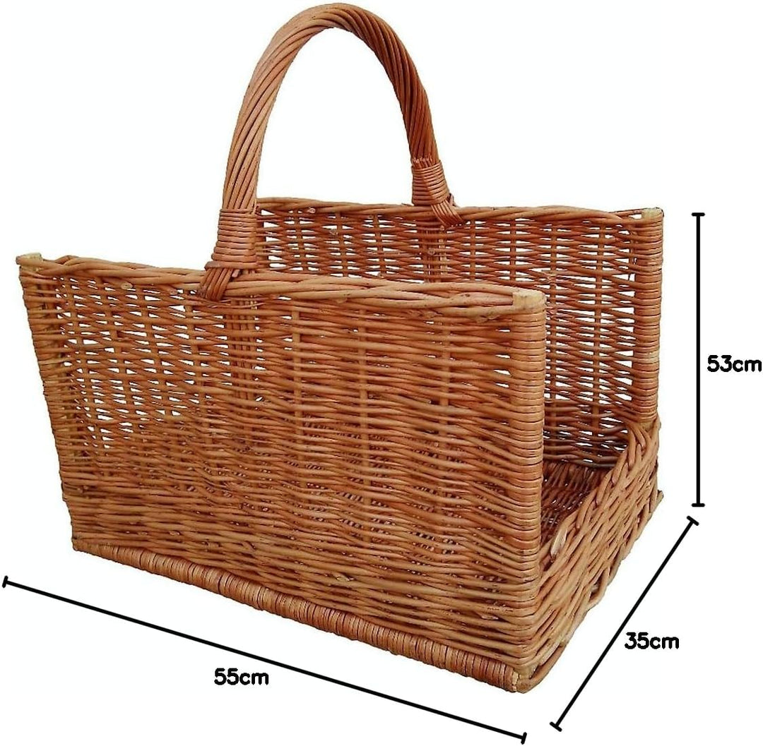 Holzkorb aus Weide Braun 55x35x53 cm Kaminkorb