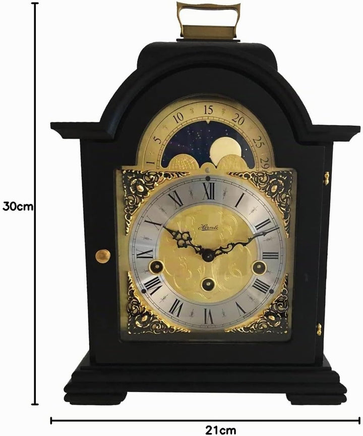 Hermle 22864-740340 hochwertige Tischuhr, Schwarz, 30cm x 21cm x 14cm