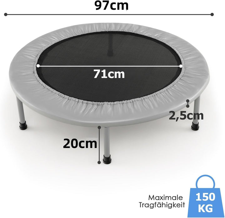 GYMAX Ø97 cm Mini Trampolin klappbar, Fitness Trampolin für Erwachsene & Kinder, Gartentrampolin bis