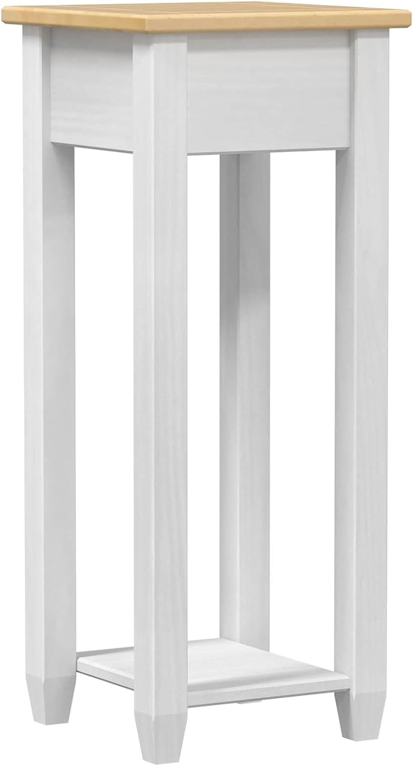 vidaXL Pflanzenständer Weiss 30 x 30 x 73 cm Massives Kiefernholz, Weiss