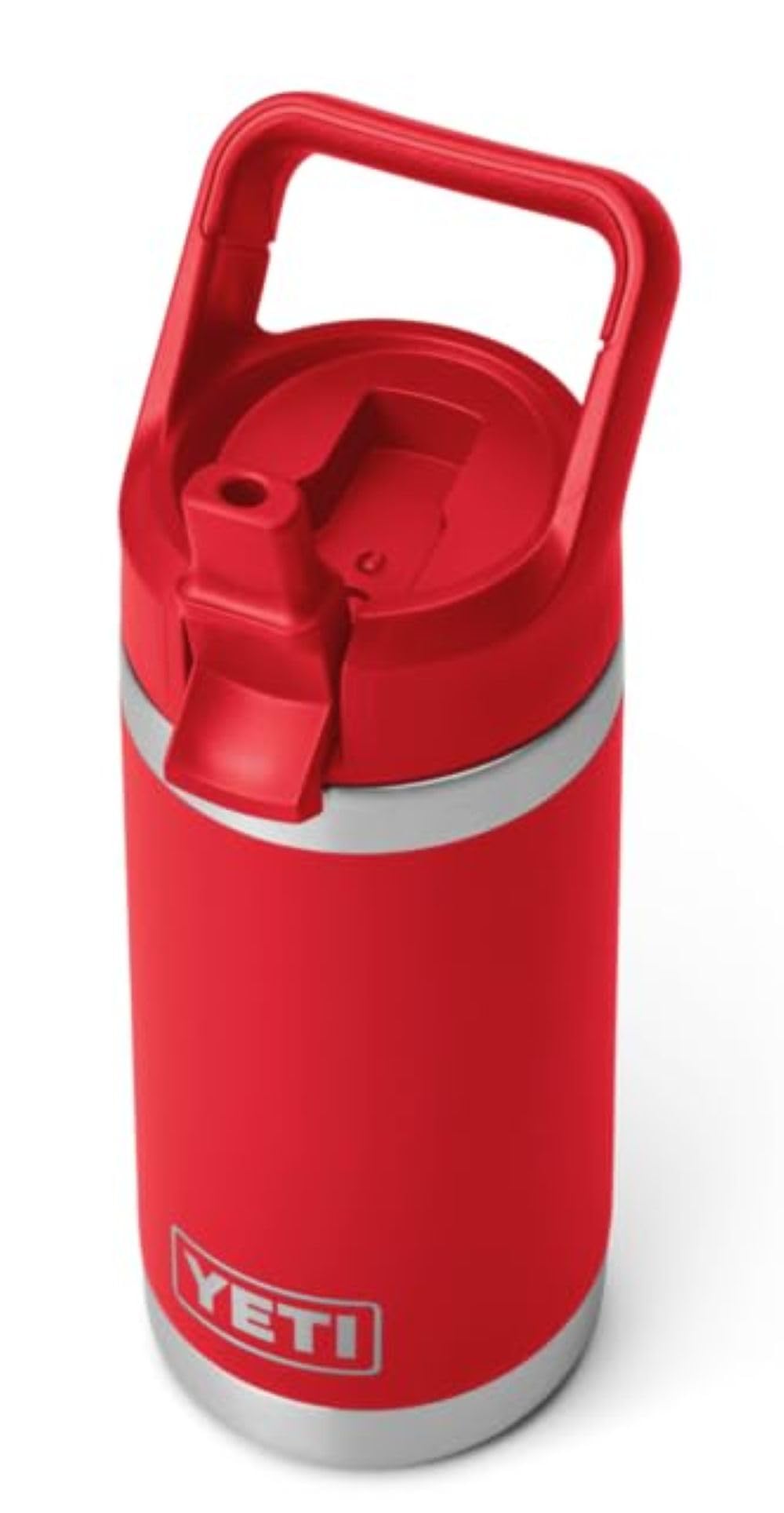 YETI Rambler Jr Kinder Trinkflasche 12 oz (354 ml) Rescue Red – Edelstahl Trinkflasche mit Strohhalm