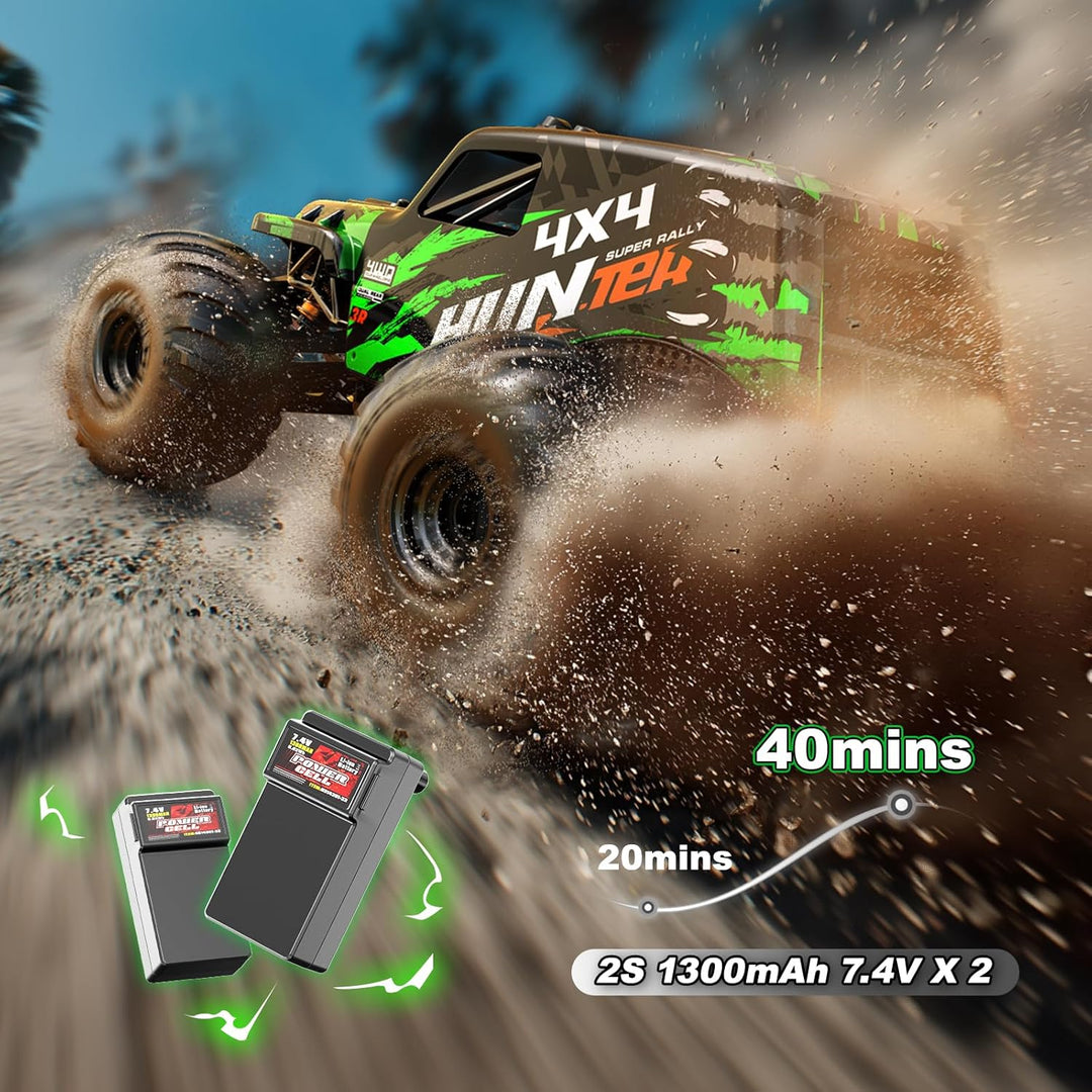 Ferngesteuertes Auto 1:14 RC Auto 4WD 40+ km/h Off Road Monster Truck, RC Car mit 2× 7,4V 1300mAh Ak