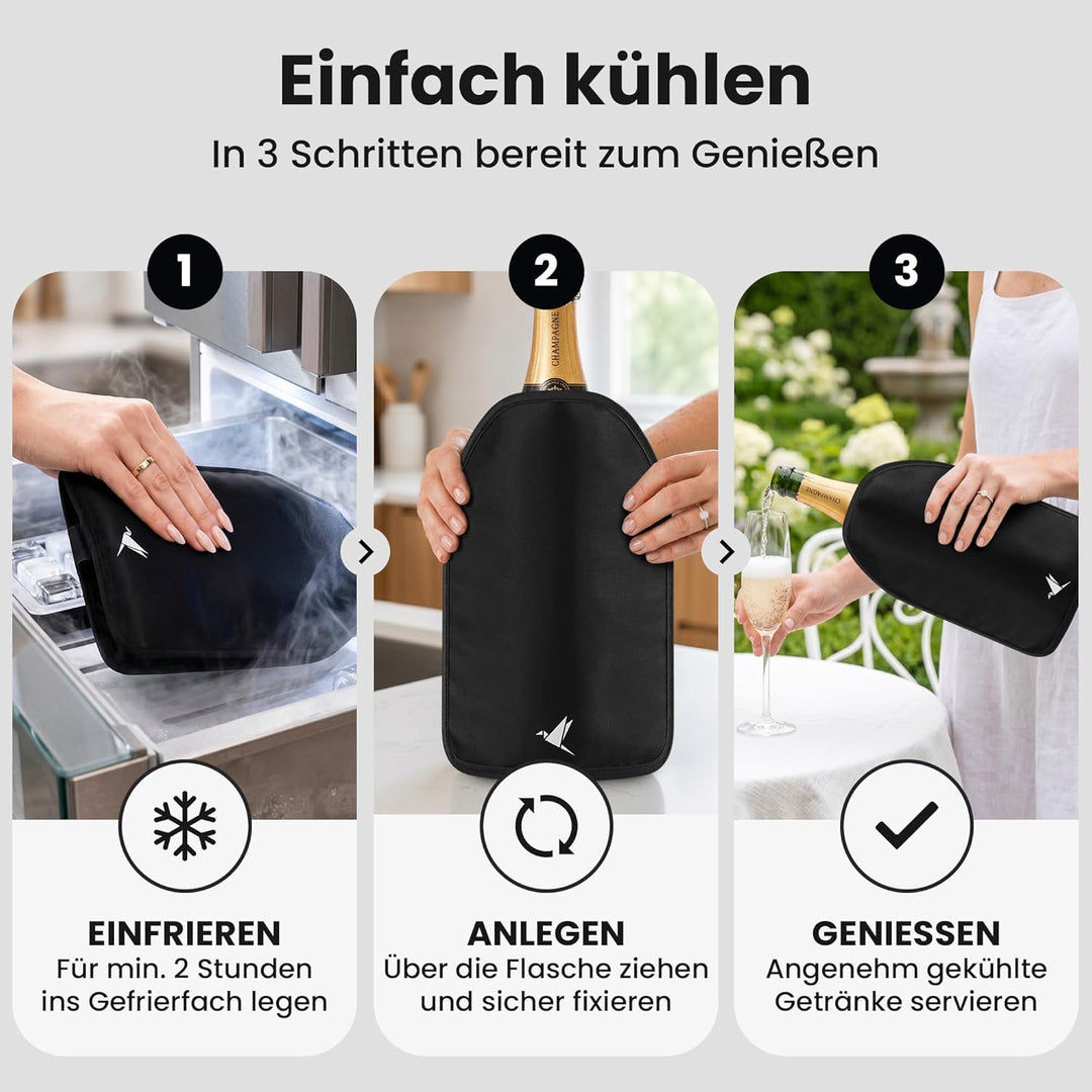 Beyond Weinkühler Manschette 2er Set - Kühlmanschette für Wein & Sekt - Flaschenkühler für unterwegs