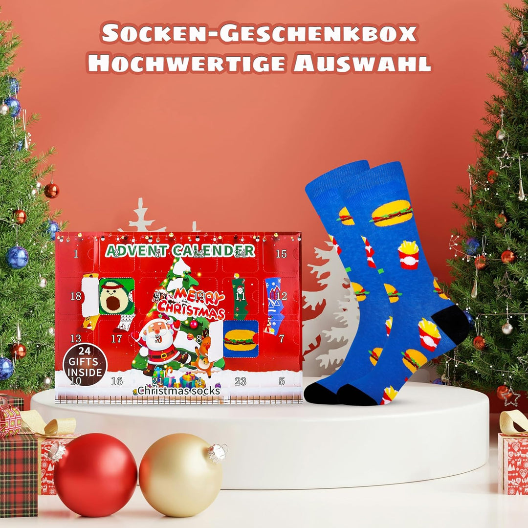 Jeasona Adventskalender 2025 Frauen/Männer Adventskalender Socken Damen/Herren 43-46 Mehrfarbig-1272
